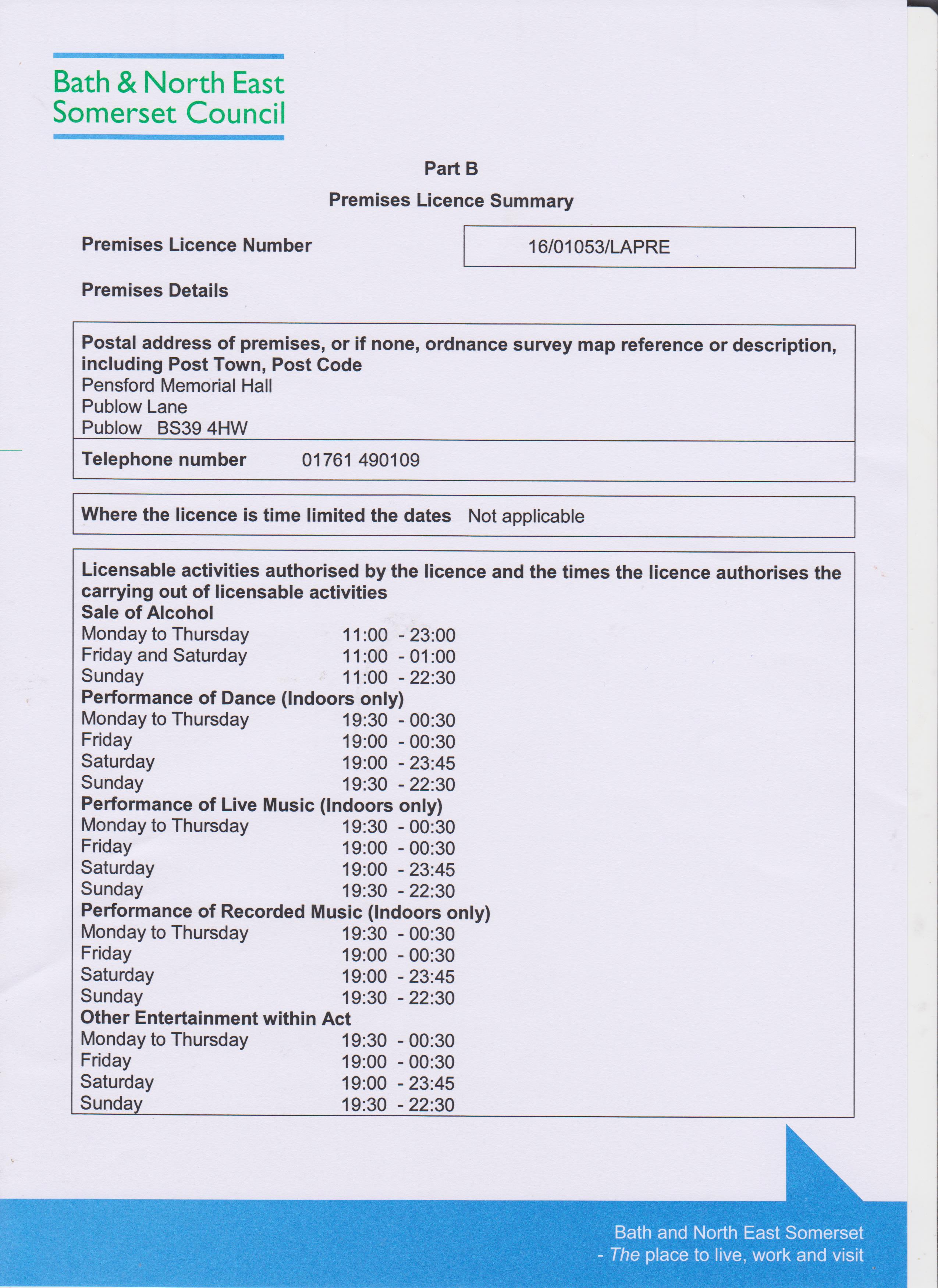 Premises licence part B pg1