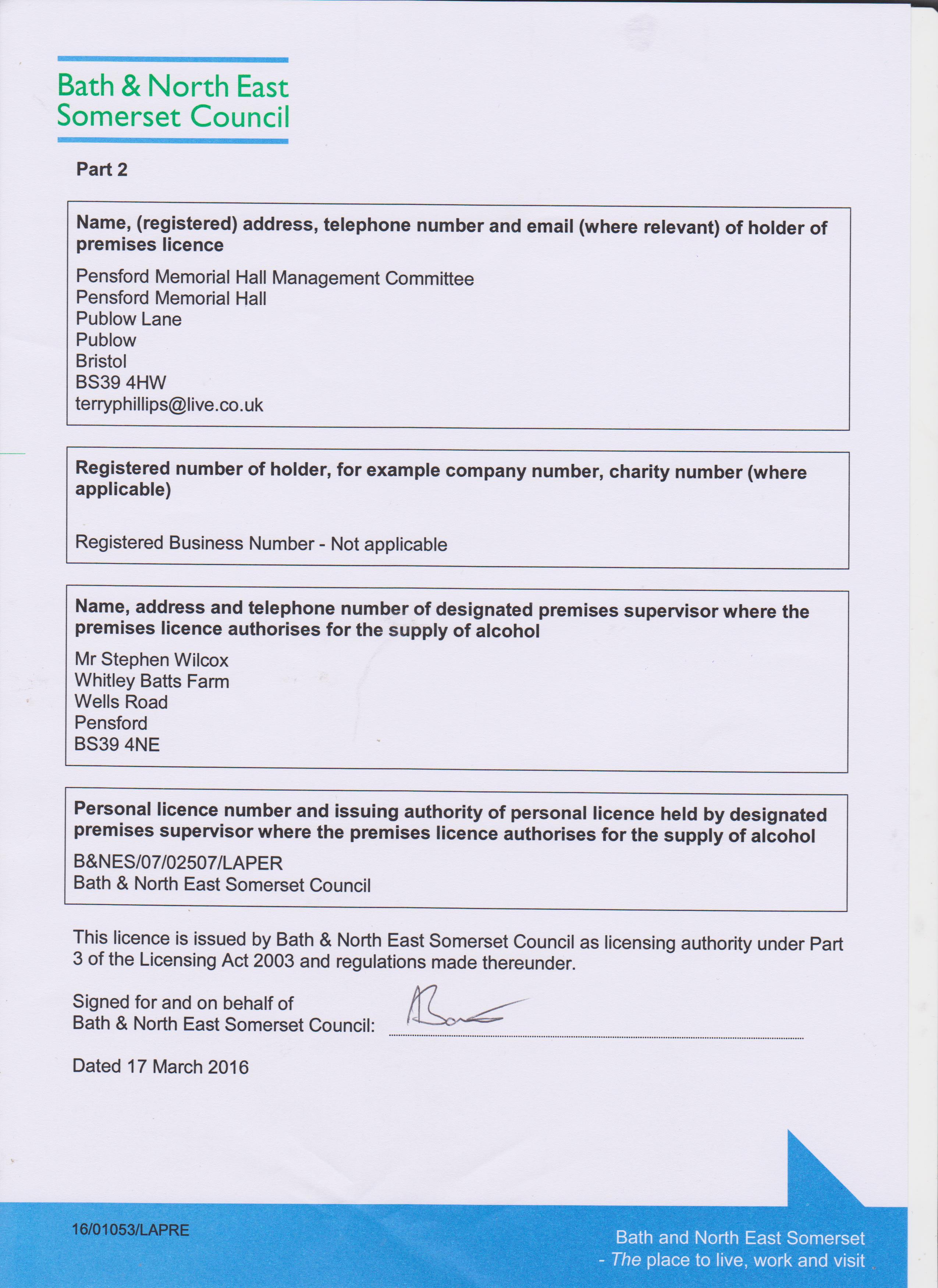 Premises licence part B pg2