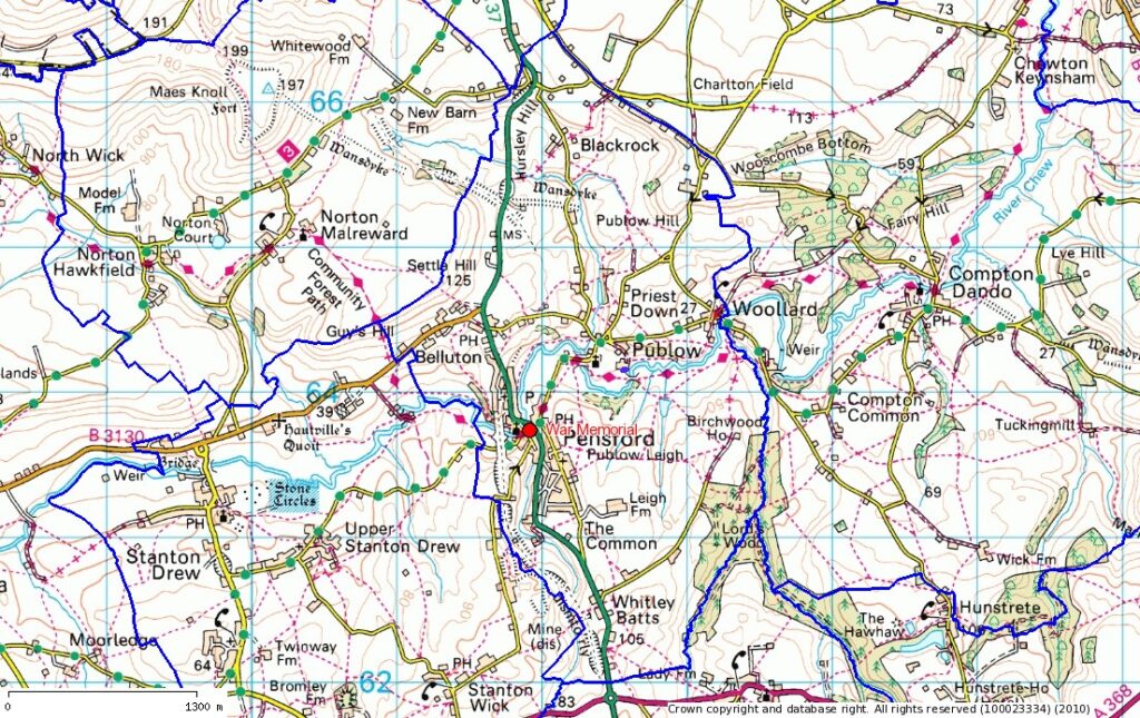 Publow with Pensford Parish Boundary Map