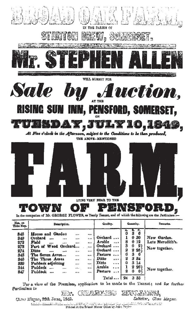 Broadoak Farm - Sale by Auction - 1849
